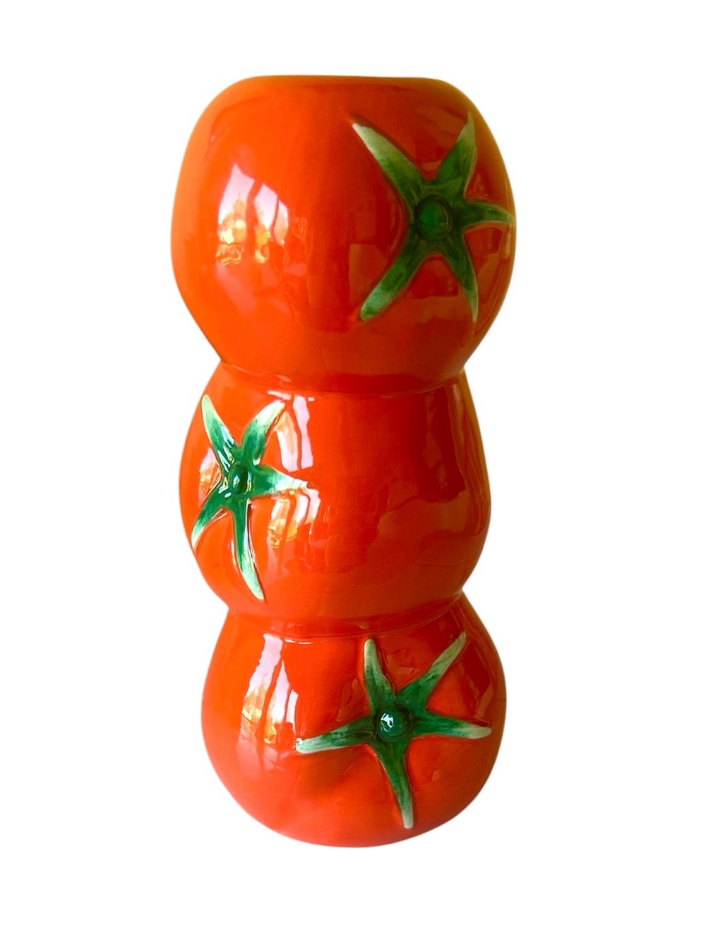 New Bullseye Playground Stacked Ceramic Tomato Vase 8”H